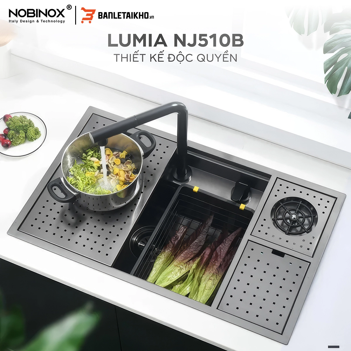 Chậu Rửa Bát 1 Hố LUMIA NJ510B – Tinh Tế, Hiện Đại và Tiện Lợi