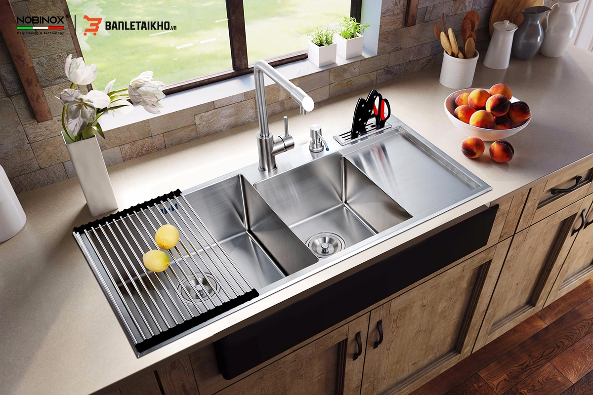 Chậu Rửa Bát 2 Hố Lệch LIKEN NL746 - MADE IN ITALY