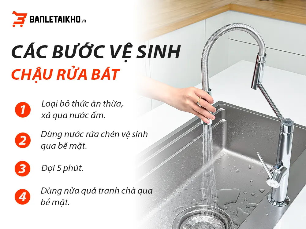 Các Bước Vệ Sinh Chậu Rửa Bát Đúng Cách Tại Nhà