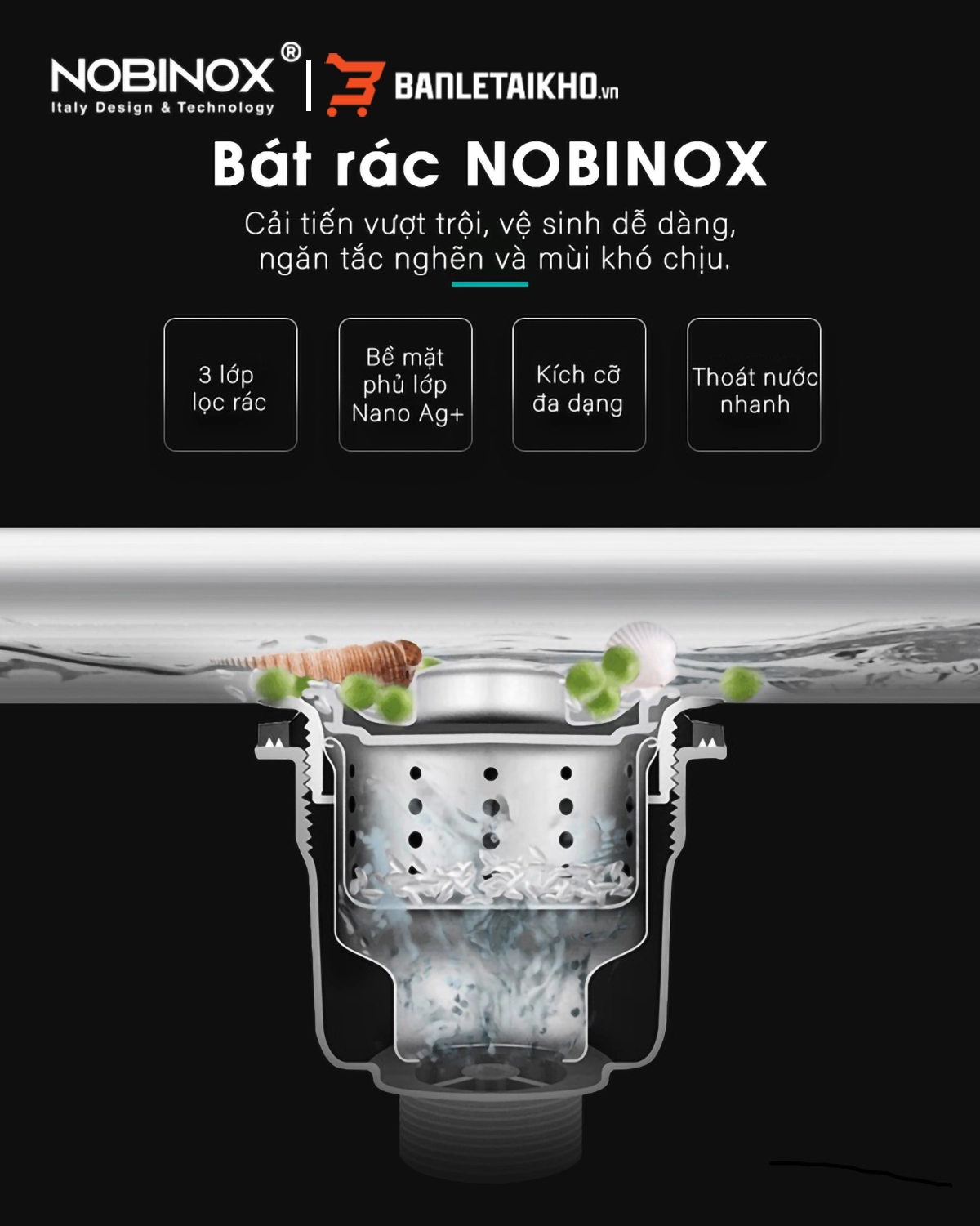 Bát rác – Ngăn mùi và kháng khuẩn