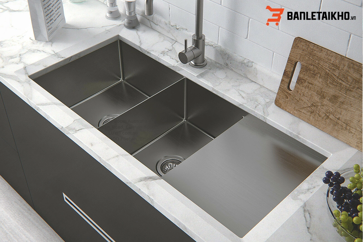 Các kiểu chậu rửa bát Nobinox hai hố có bàn chờ