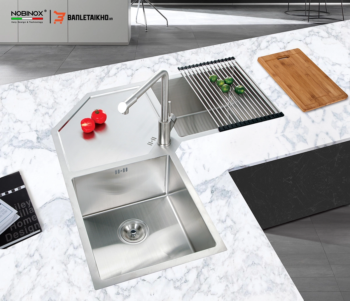 Chậu Rửa Bát 2 Hố Góc