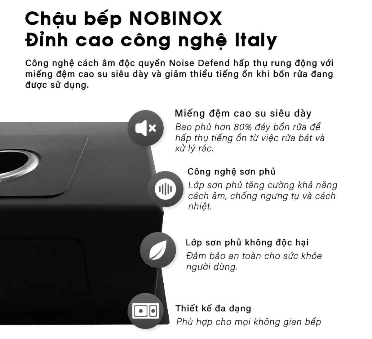 Đáy chậu chống ồn, chống ngưng tụ hơi nước