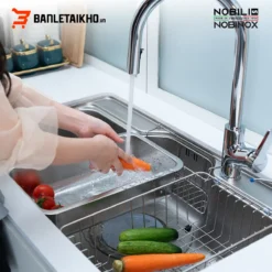 Chậu Rửa Bát 1 Hố NOBINOX LIKEN NL725D – Bồn Rửa Bát Inox Cao Cấp