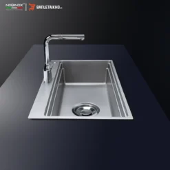 Chậu Rửa Bát 1 Hố NOBINOX LIRA NJ560D – Bồn Rửa Bát Inox Cao Cấp