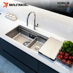 Chậu Rửa Bát 1 Hố NOBINOX LIRA NJ562D – Bồn Rửa Bát Inox Cao Cấp