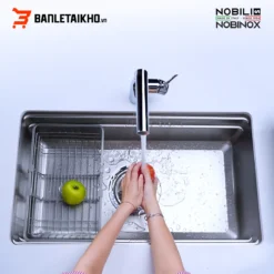 Chậu Rửa Bát 1 Hố NOBINOX LIRA NJ562D – Bồn Rửa Bát Inox Cao Cấp