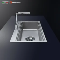 Chậu Rửa Bát 1 Hố NOBINOX LIRA NJ564D – Bồn Rửa Bát Inox Cao Cấp