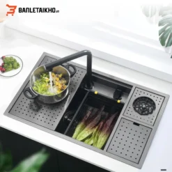 Chậu Rửa Bát 1 Hố NOBINOX LUMIA NJ510B – Bồn Rửa Bát Inox Cao Cấp