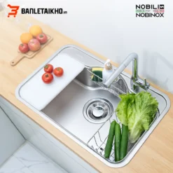 Chậu Rửa Bát 1 Hố NOBINOX ROSA NN975D – Bồn Rửa Bát Inox Cao Cấp