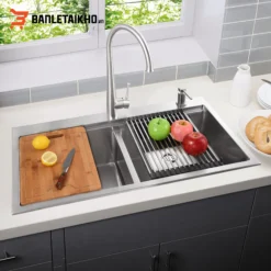 Chậu Rửa Bát 2 Hố NOBINOX LIKEN NL785 – Bồn Rửa Bát Inox Cao Cấp