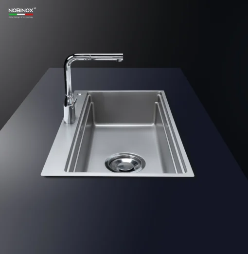 Chậu rửa bát 1 hố NOBINOX LIRA NJ560D – bồn rửa chén inox 304 với thiết kế tinh tế cho gian bếp hiện đại