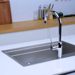 Chậu rửa bát 1 hố NOBINOX LIRA NJ560D – bồn rửa chén inox 304 với thiết kế tinh tế cho gian bếp hiện đại