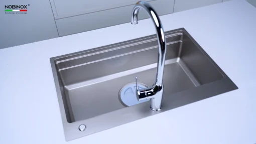 Chậu rửa bát 1 hố NOBINOX LIRA NJ560D – bồn rửa chén inox 304 với thiết kế tinh tế cho gian bếp hiện đại