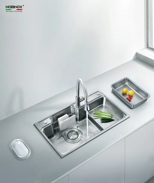 Chậu rửa bát 1 hố Nobinox Higon NH905 phù hợp với mọi phong cách bếp hiện đại.