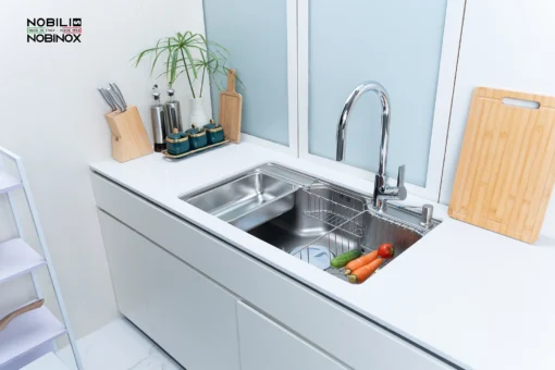 Bồn rửa chén Nobinox Liken NL725D kiểu dáng tinh tế cho không gian bếp hiện đại.