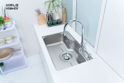 Chậu rửa bát 1 hố Nobinox Liken NL725D với thiết kế dễ dàng bảo dưỡng.