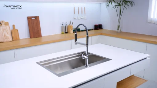 CHẬU RỬA BÁT 1 HỐ ARTINOX TITANIUM NA805T với thiết kế bồn rửa chén inox hiện đại, chậu rửa chén tiện dụng cho mọi gian bếp