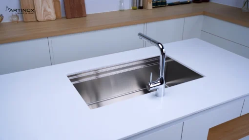 CHẬU RỬA BÁT 1 HỐ ARTINOX TITANIUM NA885U với thiết kế bồn rửa chén inox titanium hiện đại, chậu rửa chén tiện dụng cho mọi gian bếp