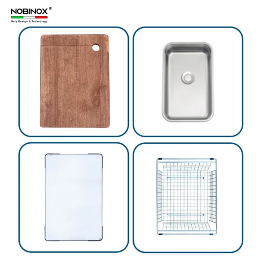 Chậu rửa bát Nobinox Lira NJ562D 1 hố tiết kiệm không gian bếp – Bồn rửa chén tiện dụng, dễ dàng lắp đặt.