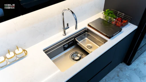 Chậu rửa bát 1 hố Nobinox Lira NJ562D chống oxi hóa, bền đẹp theo thời gian – Bồn rửa chén phù hợp mọi không gian.