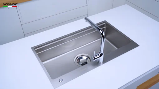 Chậu rửa bát 1 hố NOBINOX LIRA NJ564D – bồn rửa chén inox 304 thiết kế cứng cáp và bền đẹp theo thời gian