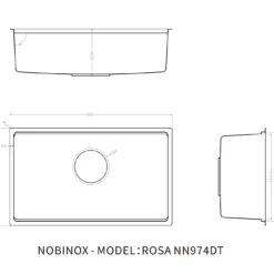 Chậu rửa bát 1 hố Nobinox Rosa NN974DT với inox sáng bóng, dễ lau chùi – Bồn rửa chén giúp tăng tính thẩm mỹ.