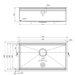 CHẬU RỬA BÁT 1 HỐ TASCA STEP NT644U với thiết kế bồn rửa chén inox hiện đại, chậu rửa chén tiện dụng cho mọi gian bếp