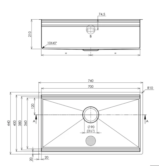 CHẬU RỬA BÁT 1 HỐ TASCA STEP NT644U với thiết kế bồn rửa chén inox hiện đại, chậu rửa chén tiện dụng cho mọi gian bếp