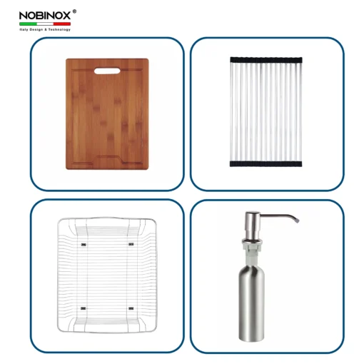 Chậu rửa bát 2 hố Nobinox Liken NL746 thiết kế tinh tế, dễ vệ sinh – Bồn rửa chén bền đẹp theo thời gian.
