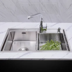 CHẬU RỬA BÁT 2 HỐ NOBINOX LIKEN NL786 kiểu dáng tinh tế, chậu rửa bát inox dễ vệ sinh