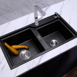 CHẬU RỬA BÁT 2 HỐ NOBINOX LUMIA NJ513B với thiết kế bồn rửa chén inox hiện đại, chậu rửa chén tiện dụng cho mọi gian bếp