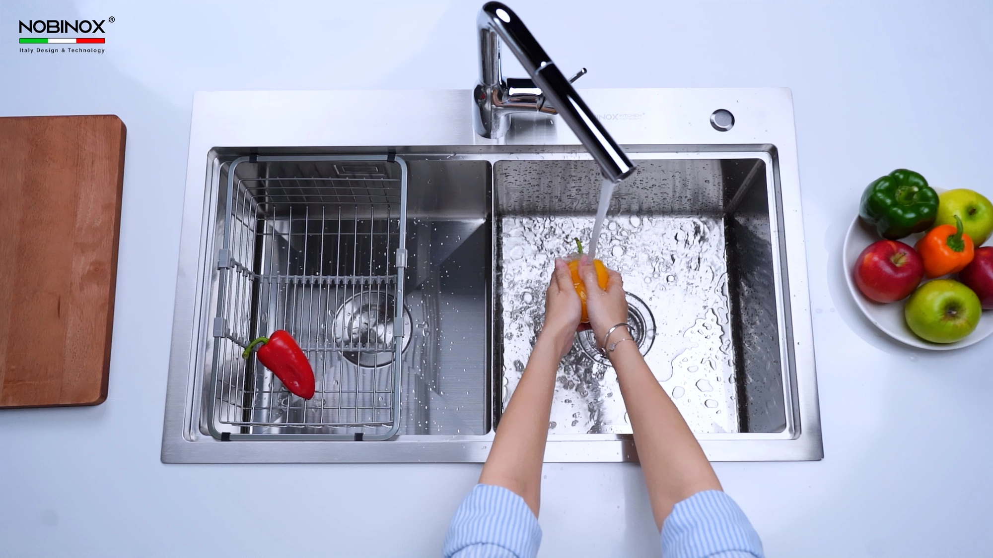 CHẬU RỬA BÁT 2 HỐ NOBINOX LUMIA NJ522 với thiết kế bồn rửa chén inox hiện đại, chậu rửa chén tiện dụng cho mọi gian bếp CHẬU RỬA BÁT 2 HỐ NOBINOX LUMIA NJ522 với thiết kế bồn rửa chén inox hiện đại, chậu rửa chén tiện dụng cho mọi gian bếp
