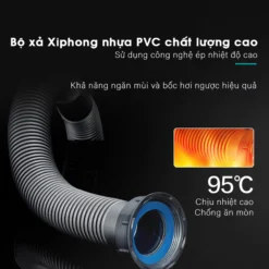 CHẬU RỬA BÁT 2 HỐ NOBINOX LUMIA NJ522 công năng xiphong và bát rác