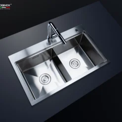 CHẬU RỬA BÁT 2 HỐ NOBINOX LUMIA NJ522 với thiết kế bồn rửa chén inox hiện đại, chậu rửa chén tiện dụng cho mọi gian bếp