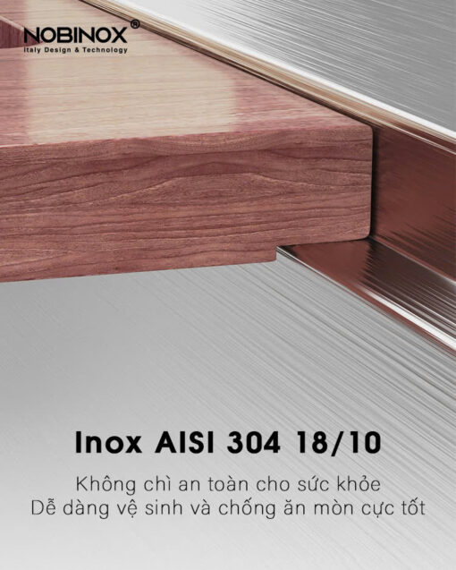 Chậu rửa bát 2 hố NOBINOX NL748 chi tiết