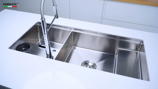 Chậu rửa bát 2 hố Nobinox Razia NJ577 thiết kế sang trọng, hiện đại – Bồn rửa chén bền bỉ.