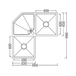 Bản vẽ chi tiết kích thước chậu rửa bát LIKEN NL700 góc L