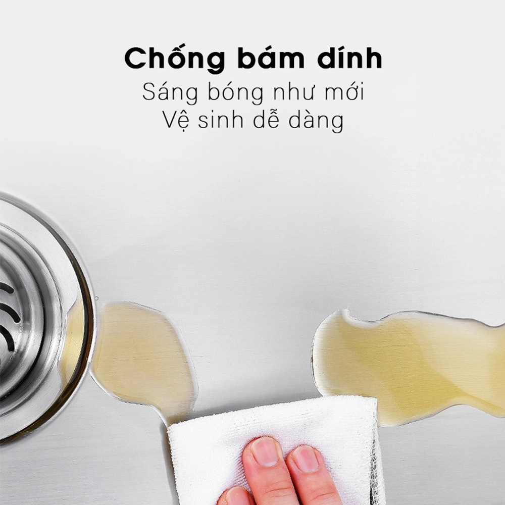 Chậu rửa chống bám dính, dễ vệ sinh Bề mặt inox chậu rửa sáng bóng, dễ lau chùi