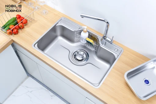 Chậu rửa bát 1 hố Nobinox Liken NL724D chống ăn mòn.
