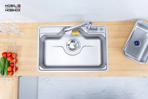Chậu rửa bát inox 1 hố Nobinox Liken NL724D bền đẹp.