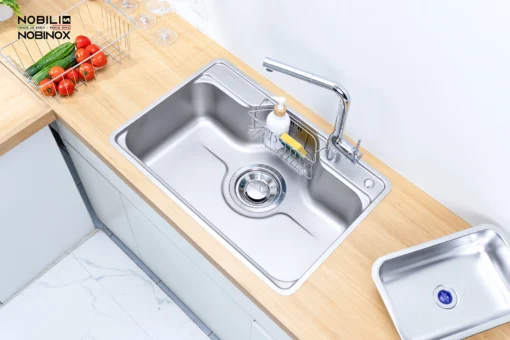 Chậu rửa bát 1 hố Nobinox Liken NL724D kiểu dáng tinh tế.