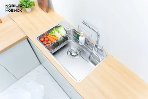Bồn rửa chén 1 hố Nobinox Liken NL792D thiết kế đẹp mắt, phù hợp mọi không gian.