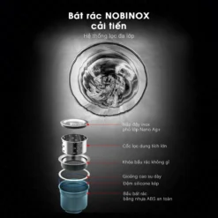 Bát rác NOBINOX lọc 3 lớp, thoát nước nhanh và khử mùi
