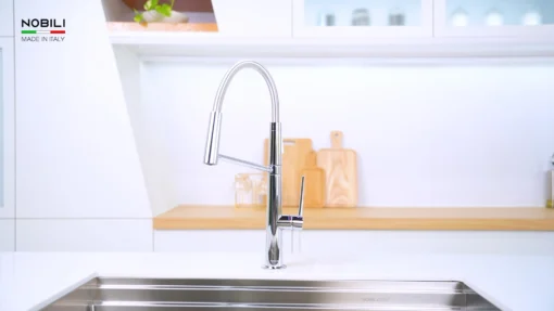 VÒI RỬA BÁT CẦN MỀM NOBILI LEVANTE NB303 vòi nước rửa chén thiết kế cần mềm dễ điều chỉnh, chất liệu inox cao cấp