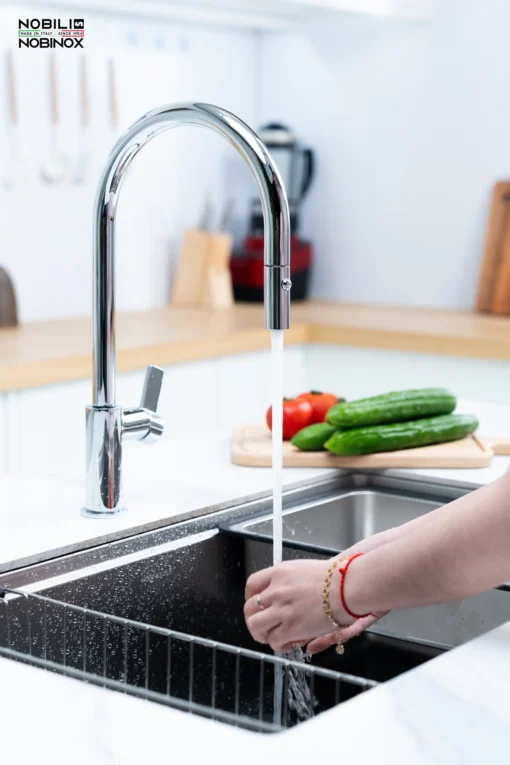 VÒI RỬA BÁT DÂY RÚT NOBILI FLAG NB205 vòi nước rửa chén tiết kiệm nước, thiết kế tiện lợi