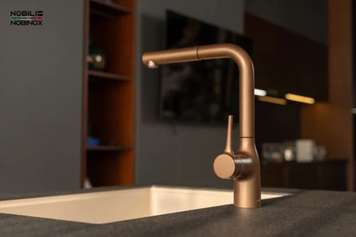 VÒI RỬA BÁT DÂY RÚT NOBILI MANIA NB217B vòi nước rửa chén inox chống gỉ, bền bỉ theo thời gian