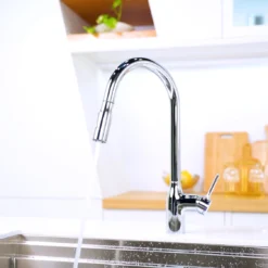 VÒI RỬA BÁT DÂY RÚT NOBILI MANIA NB305C vòi nước rửa chén thiết kế dây rút tiện dụng, chất liệu inox cao cấp