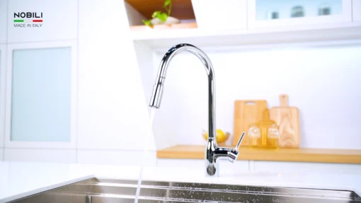 VÒI RỬA BÁT DÂY RÚT NOBILI MANIA NB305C vòi nước rửa chén thiết kế dây rút tiện dụng, chất liệu inox cao cấp
