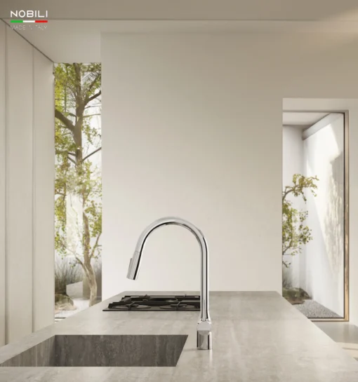 VÒI RỬA BÁT DÂY RÚT NOBILI MANIA NB305C vòi nước rửa chén tiện lợi cho mọi gia đình